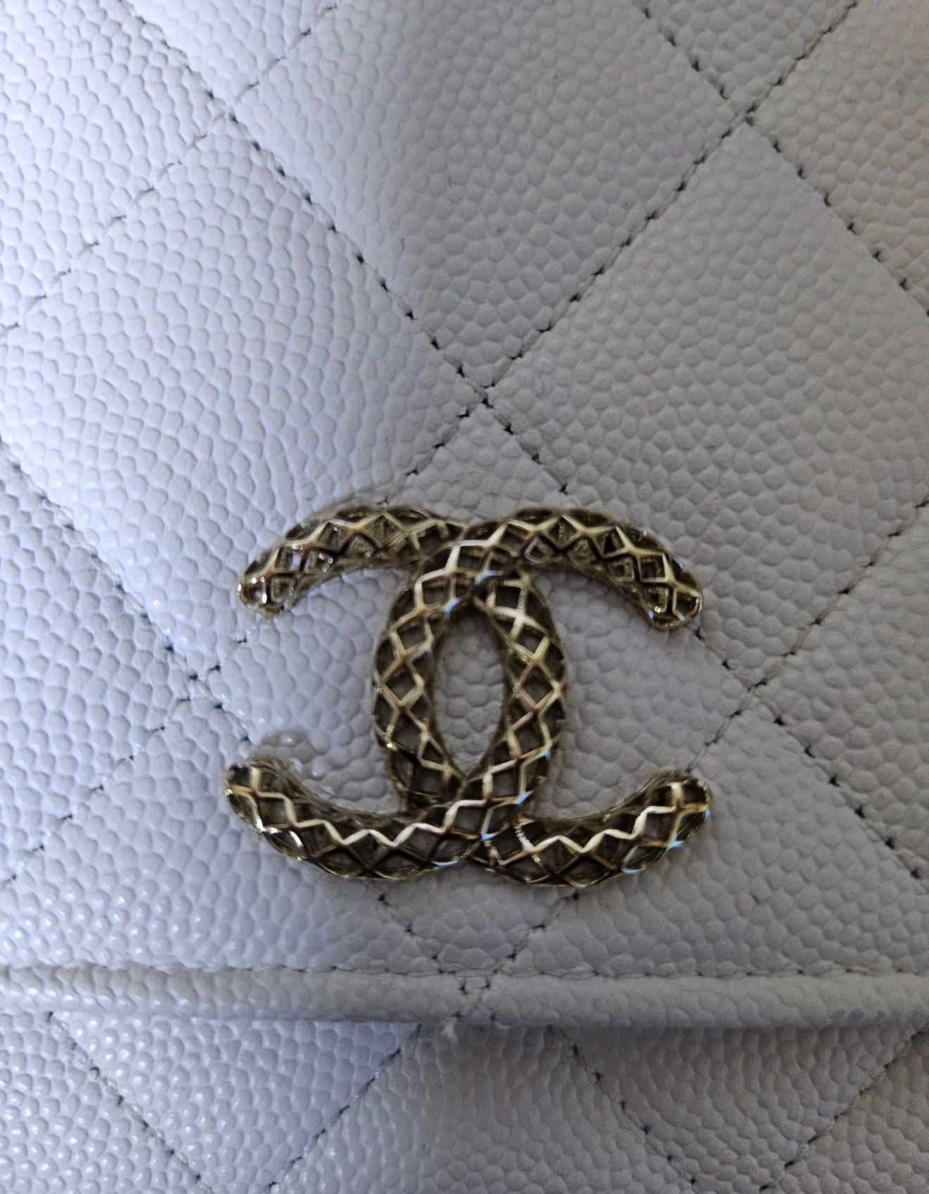 Chanel Wallet on Chain (WOC) – White Caviar Leather Gold Hardware