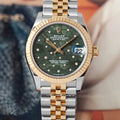 Rolex Datejust 31 – Olive Green Flower Motif, 24 Diamonds (278273)