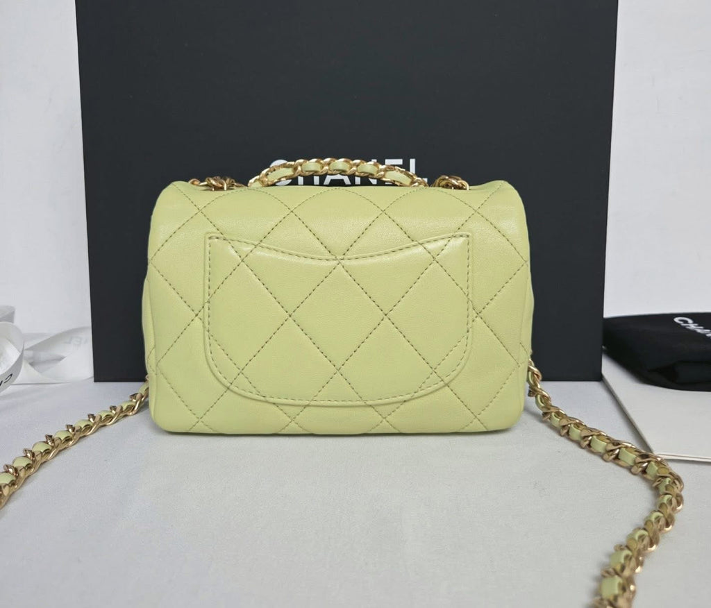 Chanel Top Handle Crossbody Lime Green GHW