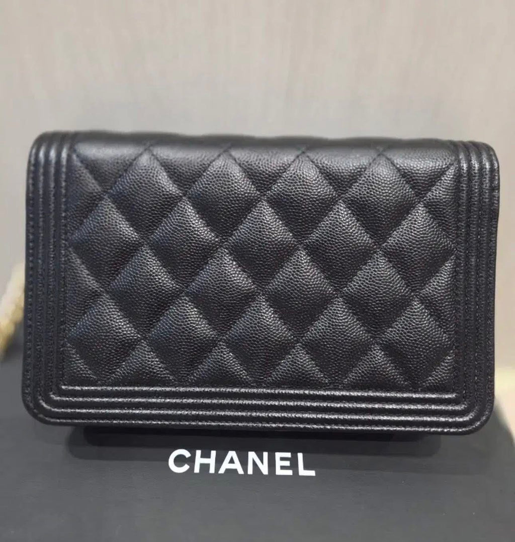 Chanel Le Boy WOC – Black Quilted Caviar Leather with Gold Hardware