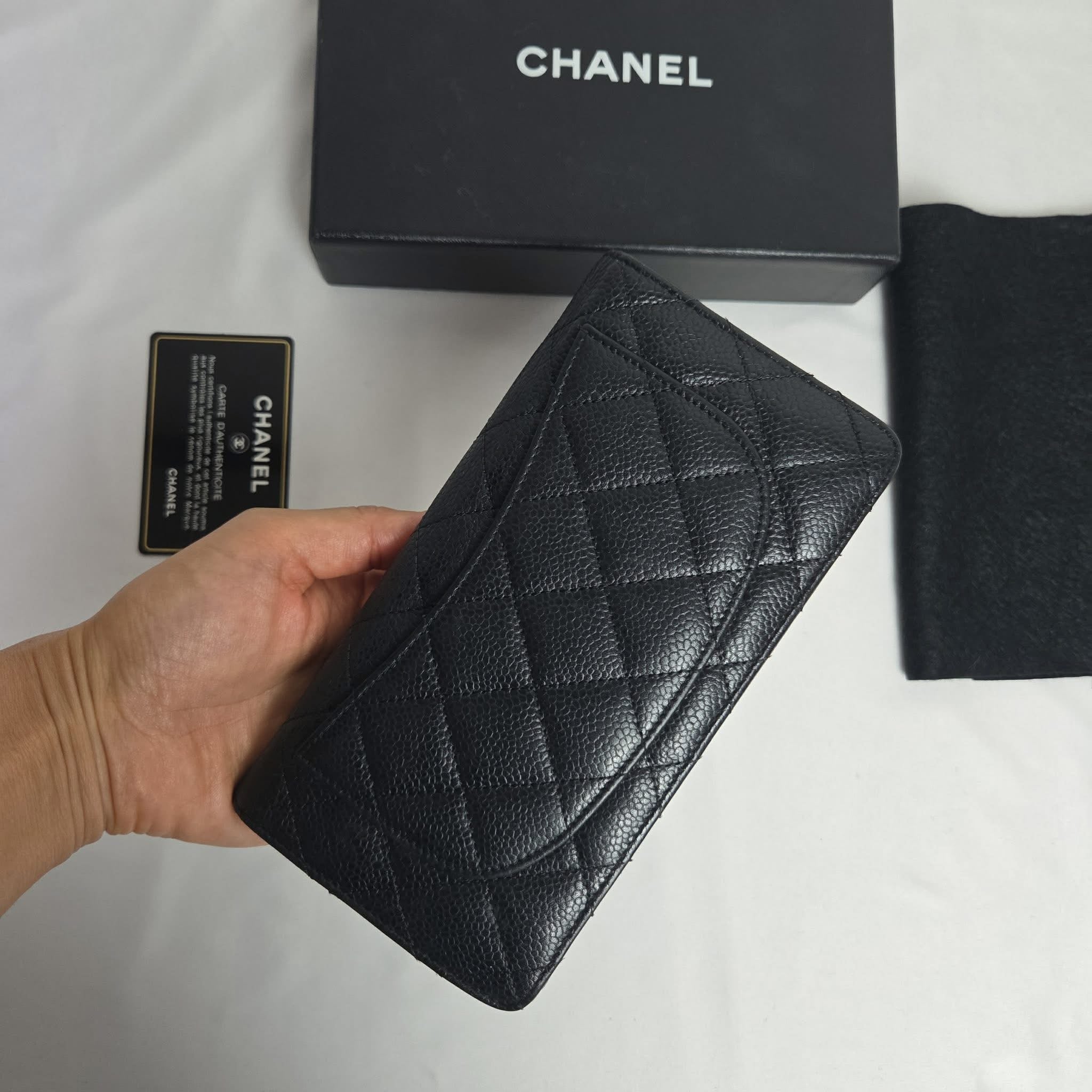 Chanel Classic Long Wallet Black Caviar Leather GHW Series 18
