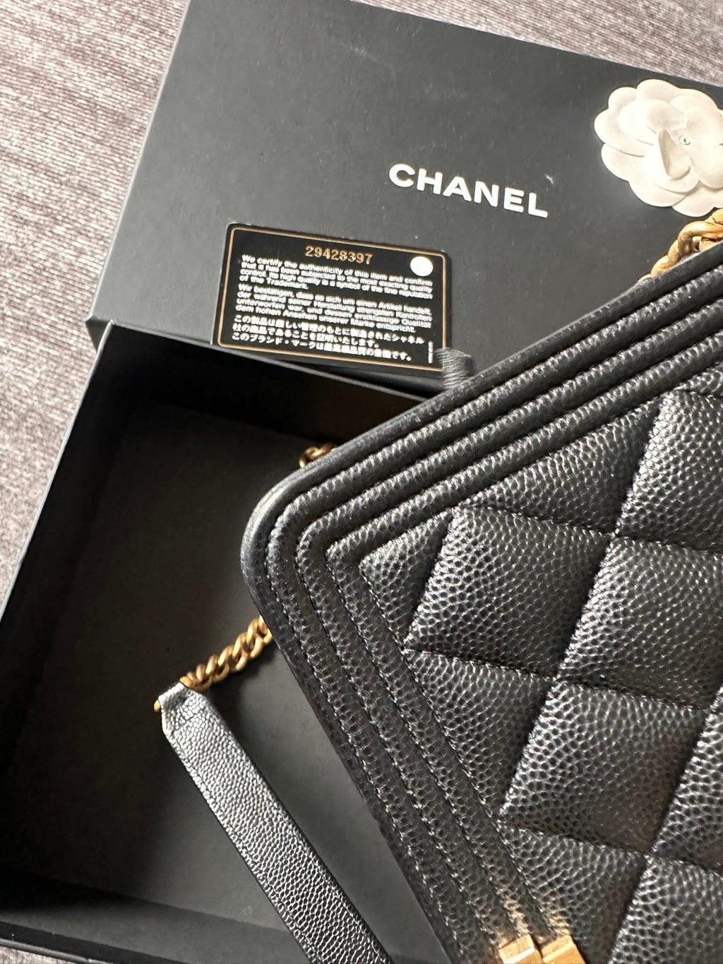 Chanel Boy Wallet on Chain Caviar Gold