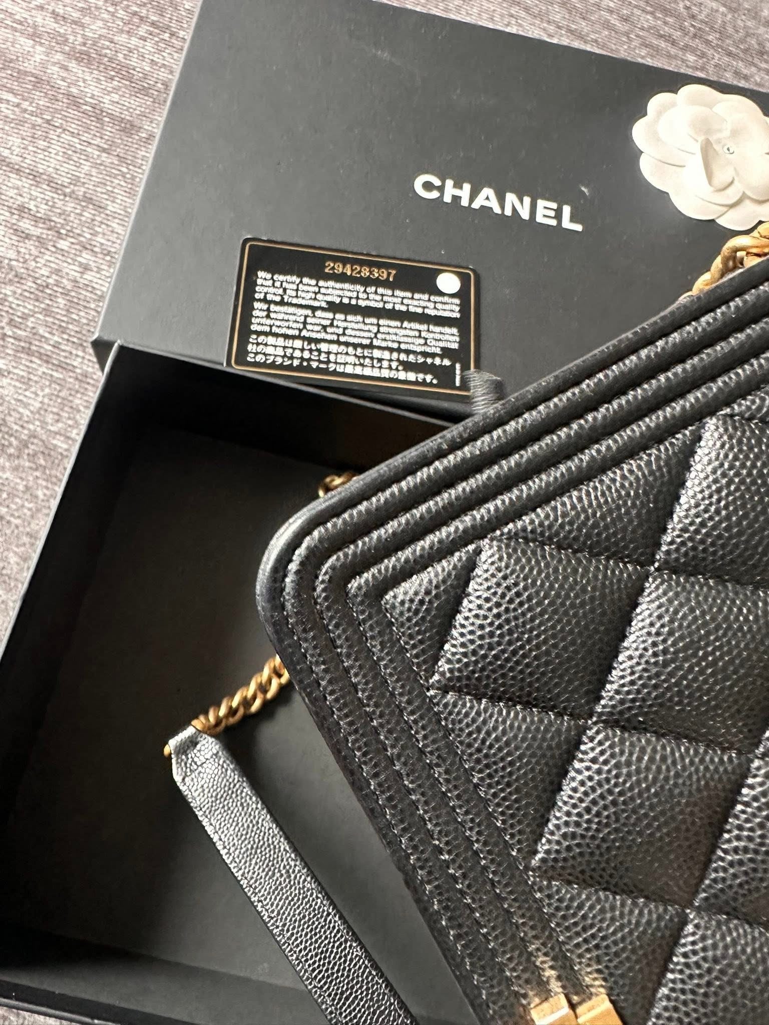 Chanel Boy Wallet on Chain Caviar Gold