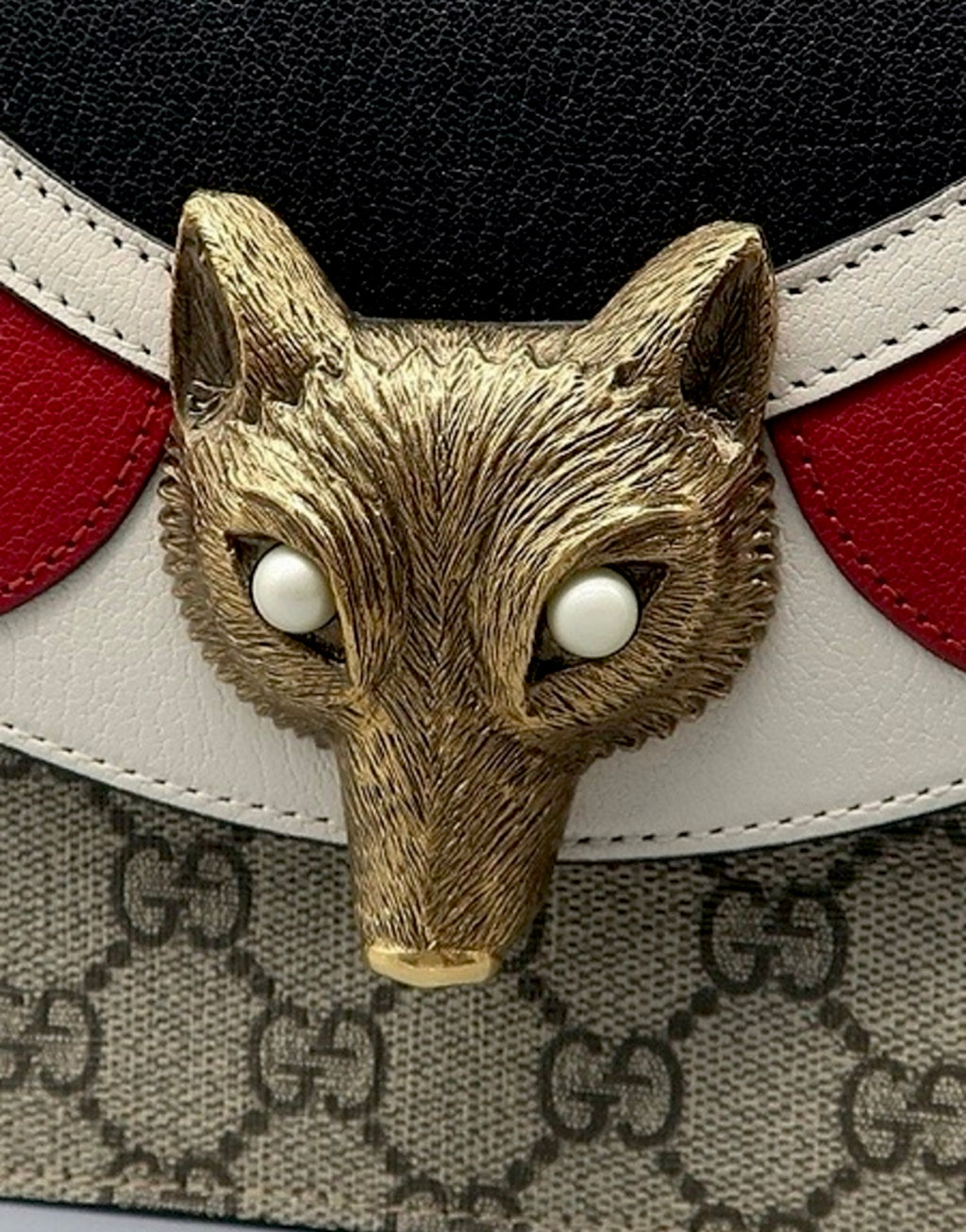 Gucci GG Supreme Pearl Fox Bamboo Top Handle Bag - Limited Editon