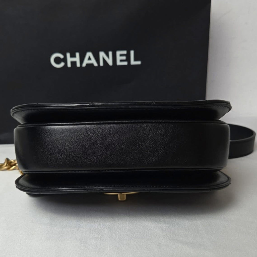 Chanel Calfskin Crossbody Black GHW