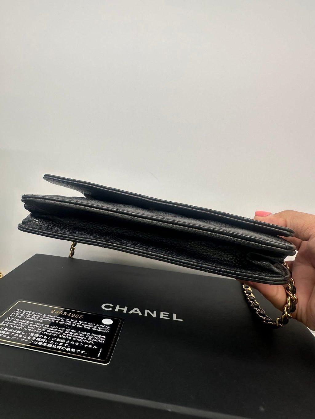 Chanel Classic Wallet on Chain WOC Black Caviar GHW Series 24