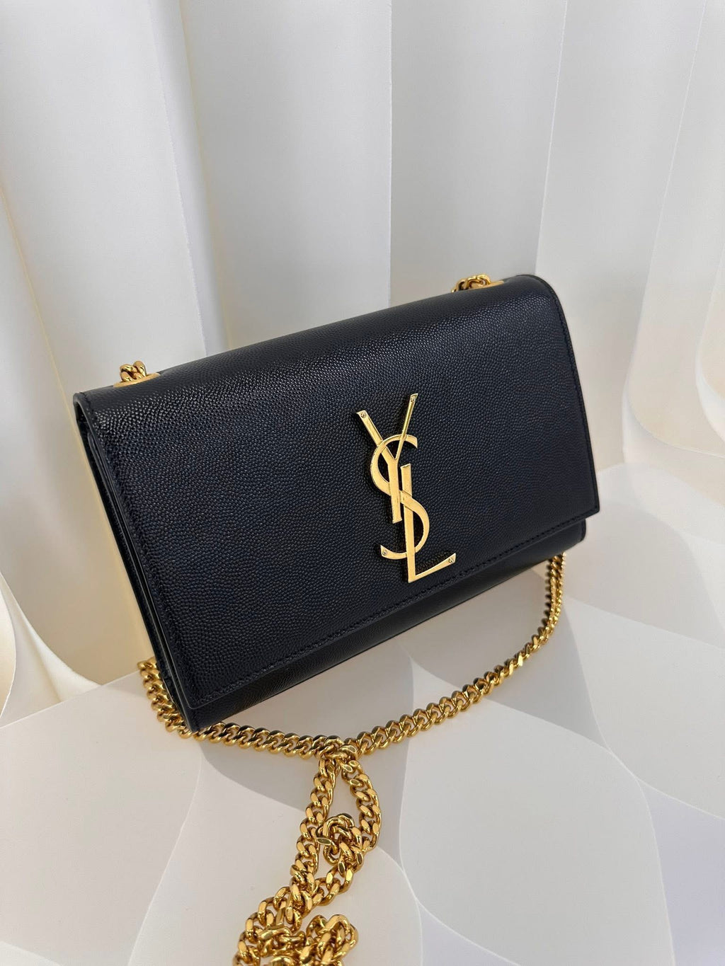 Saint Laurent YSL Small Chain Wallet Black Gold