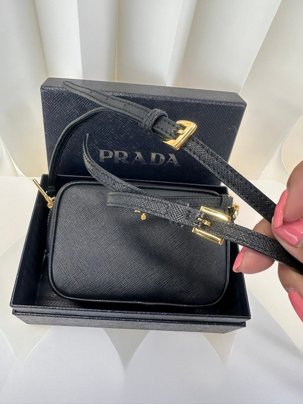Prada Mini Crossbody Black Gold