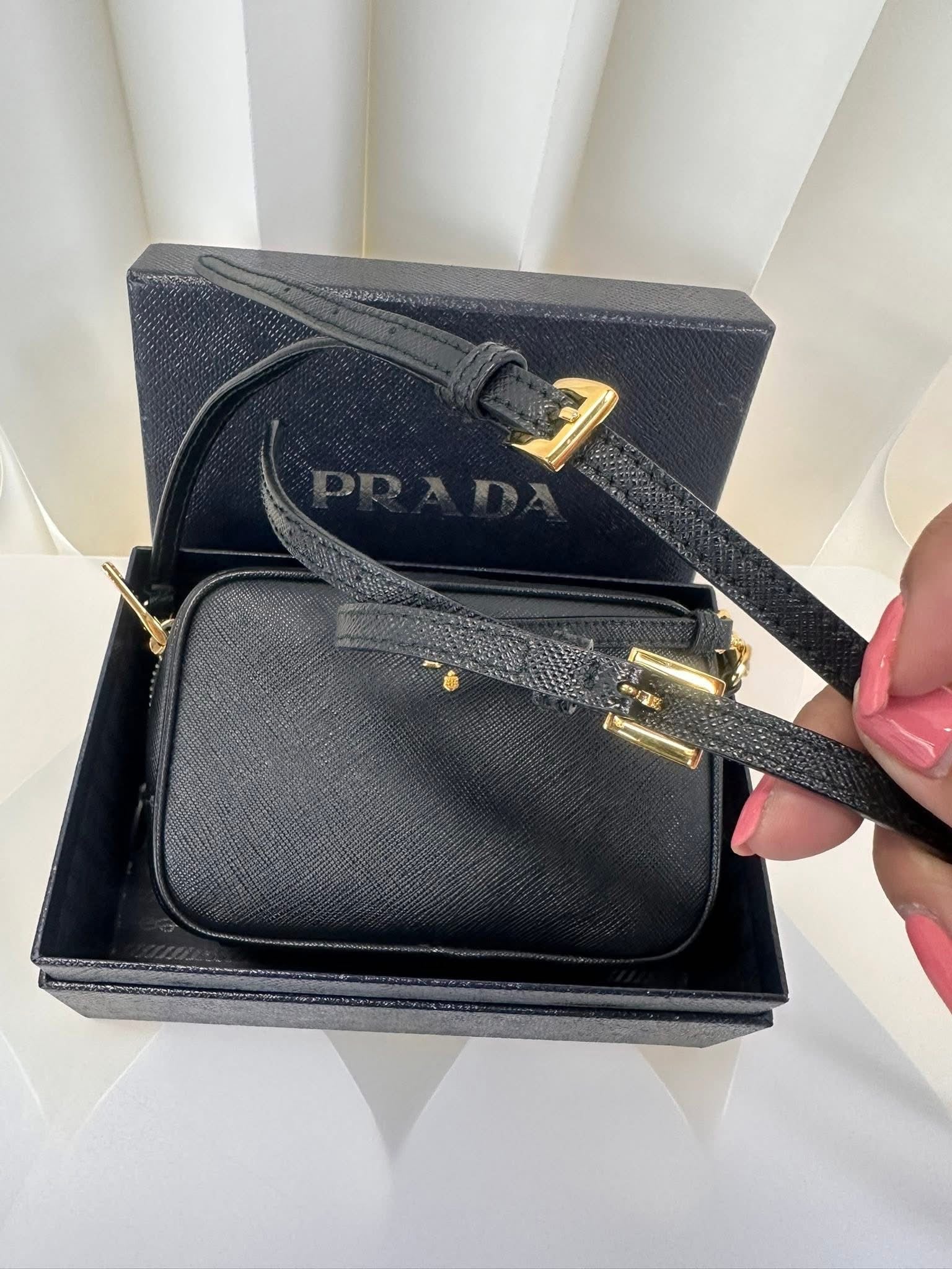 Prada Mini Crossbody Black Gold