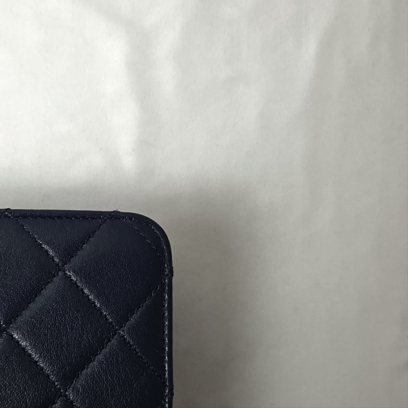 Chanel Calfskin Flap Chain Shoulder Bag Navy Gold