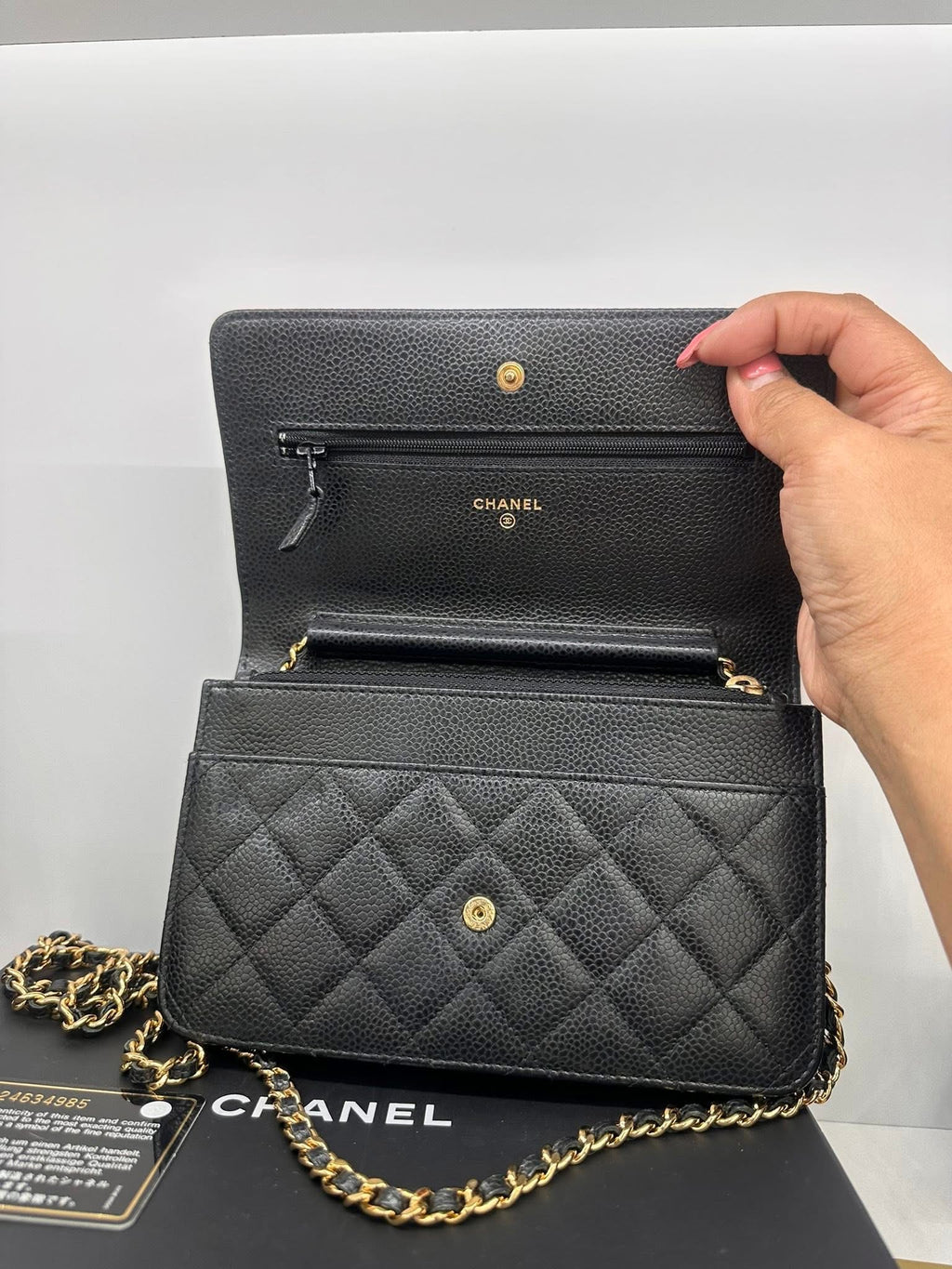 Chanel Classic Wallet on Chain WOC Black Caviar GHW Series 24