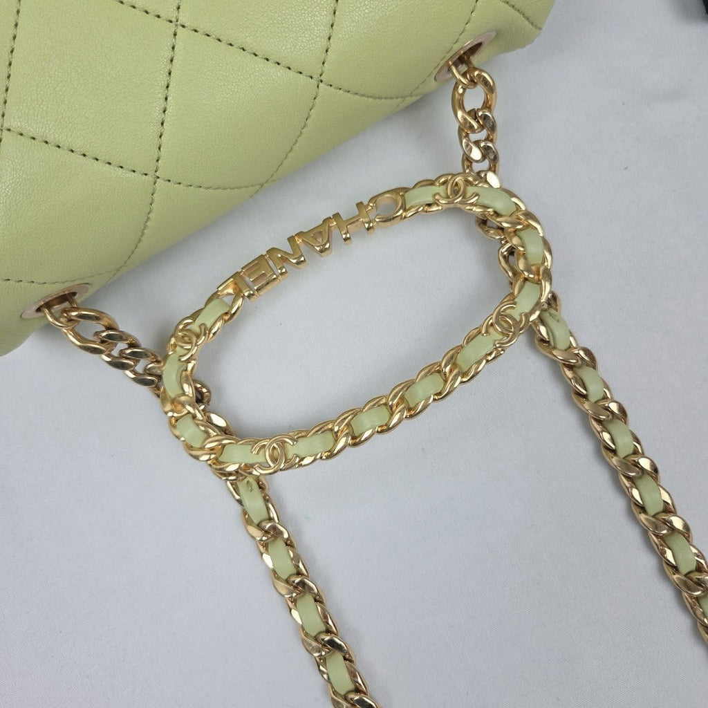Chanel Top Handle Crossbody Lime Green GHW