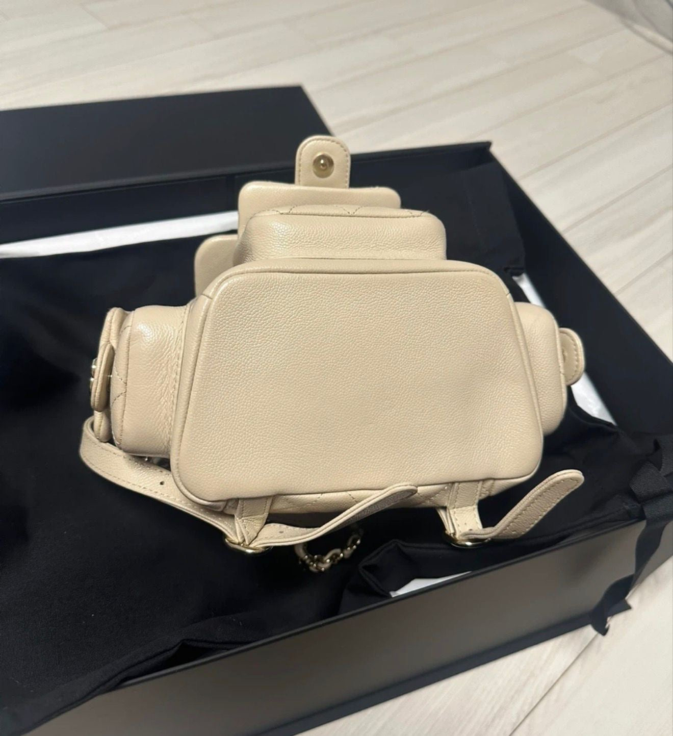 Chanel Small Backpack Beige Caviar GHW