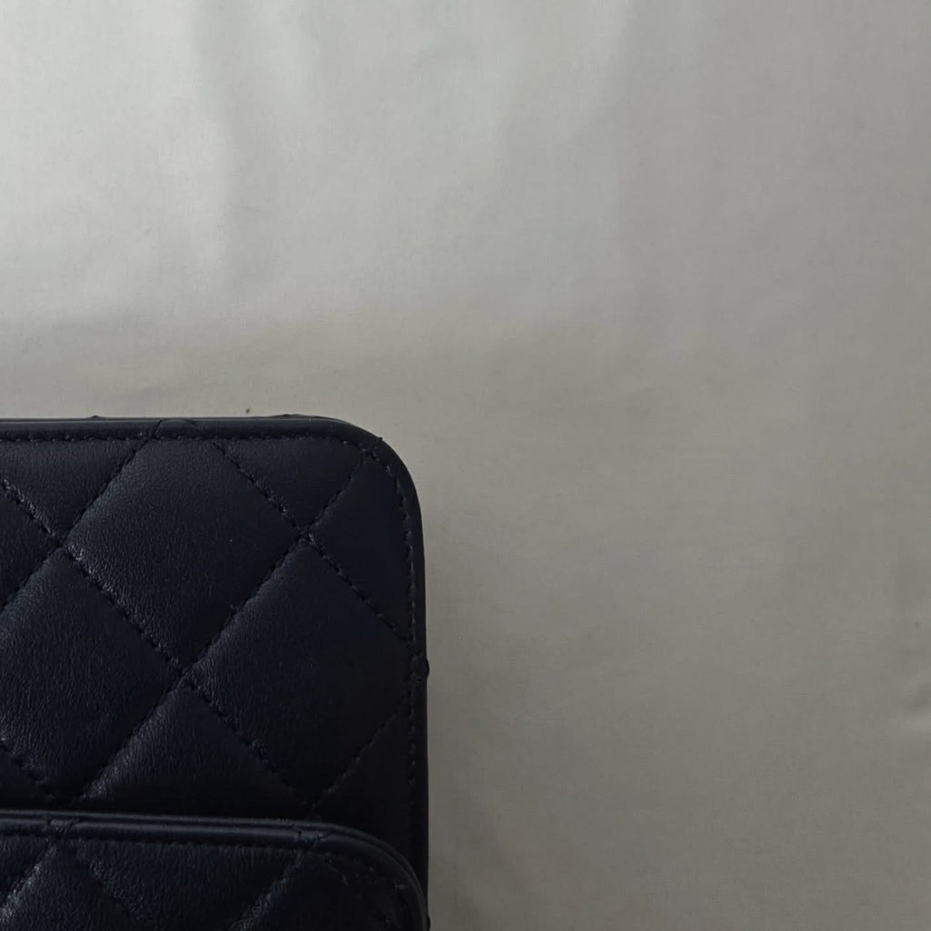 Chanel Calfskin Flap Chain Shoulder Bag Navy Gold