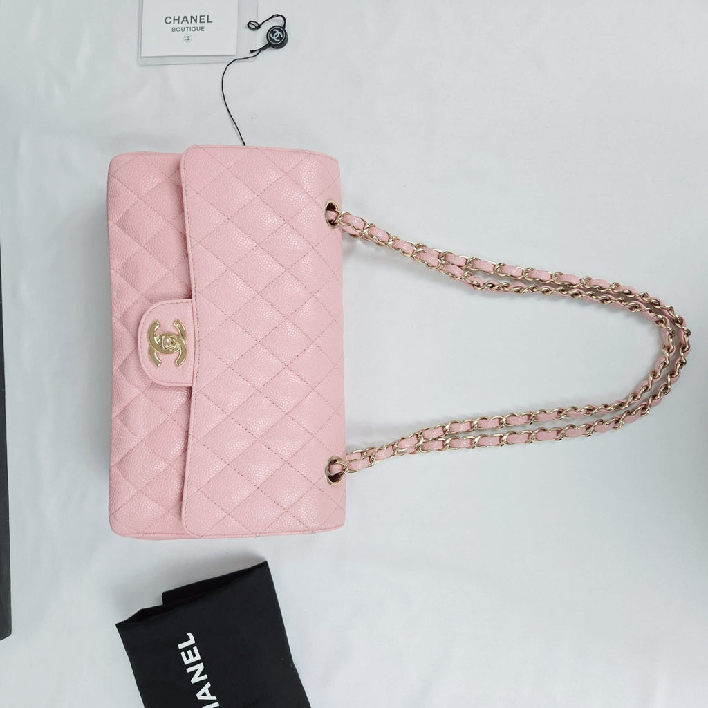 Chanel Classic Medium Caviar Light Pink Gold