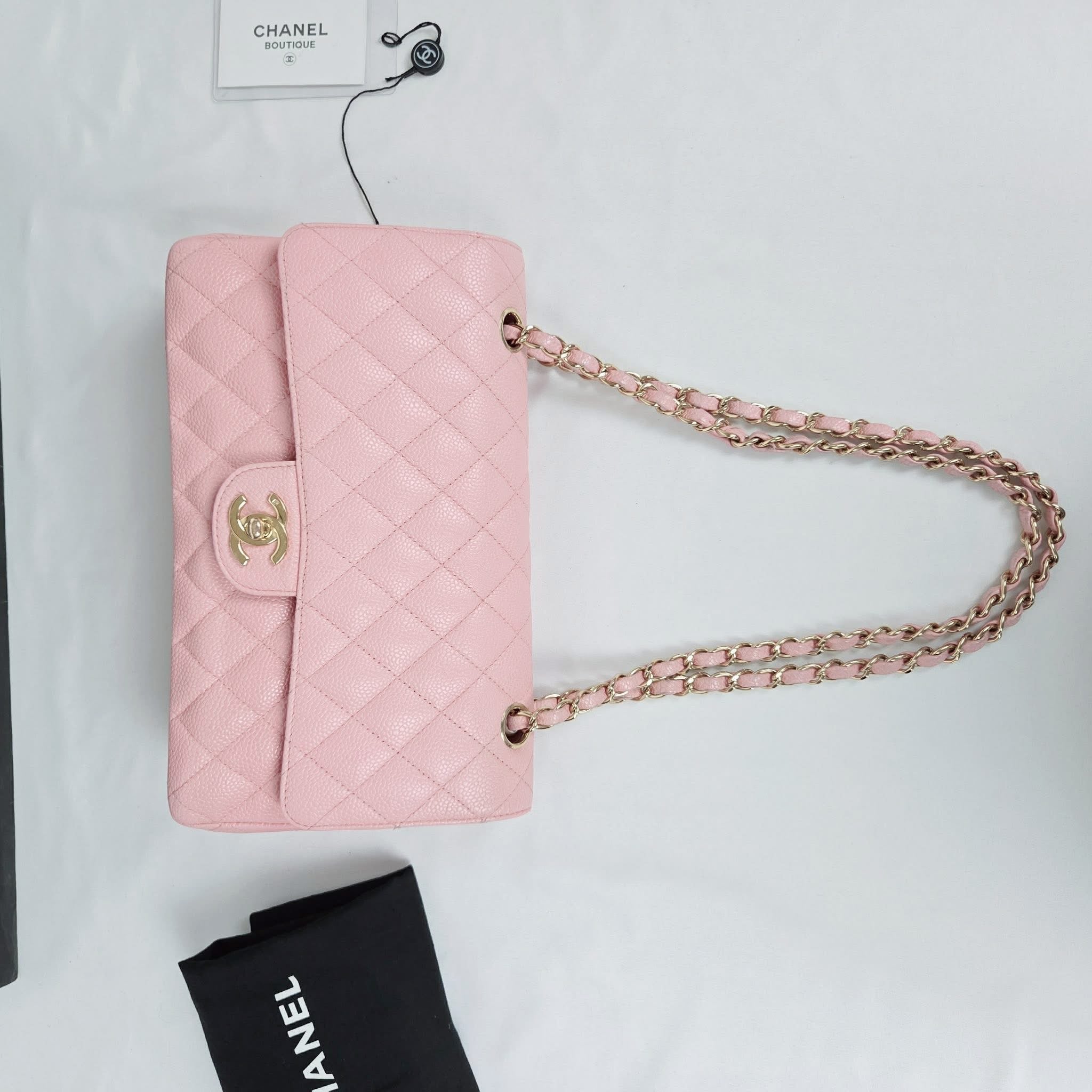 Chanel Classic Medium Caviar Light Pink Gold