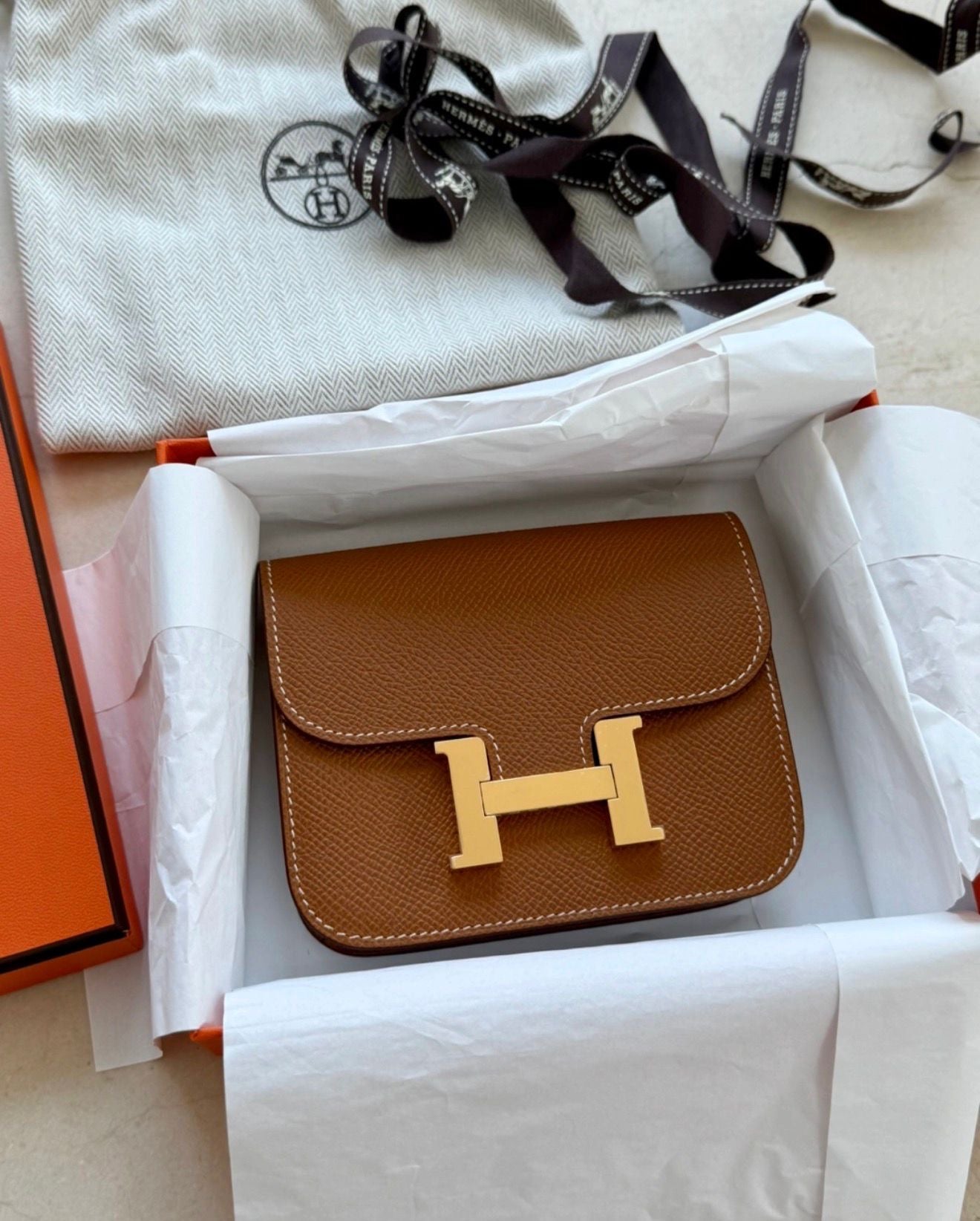 Hermès Constance Slim Wallet – Gold Epsom Leather Gold Hardware