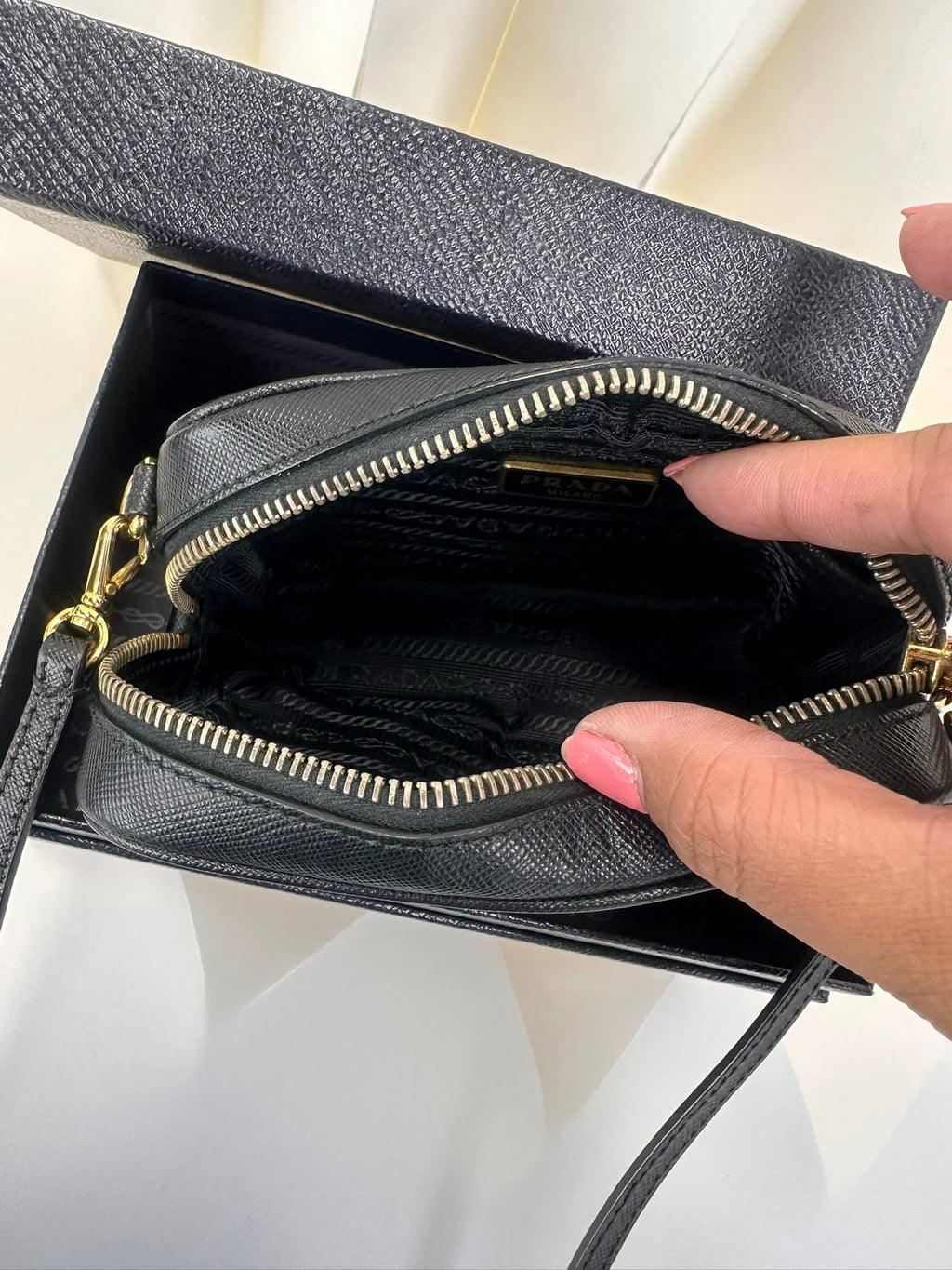 Prada Mini Crossbody Black Gold