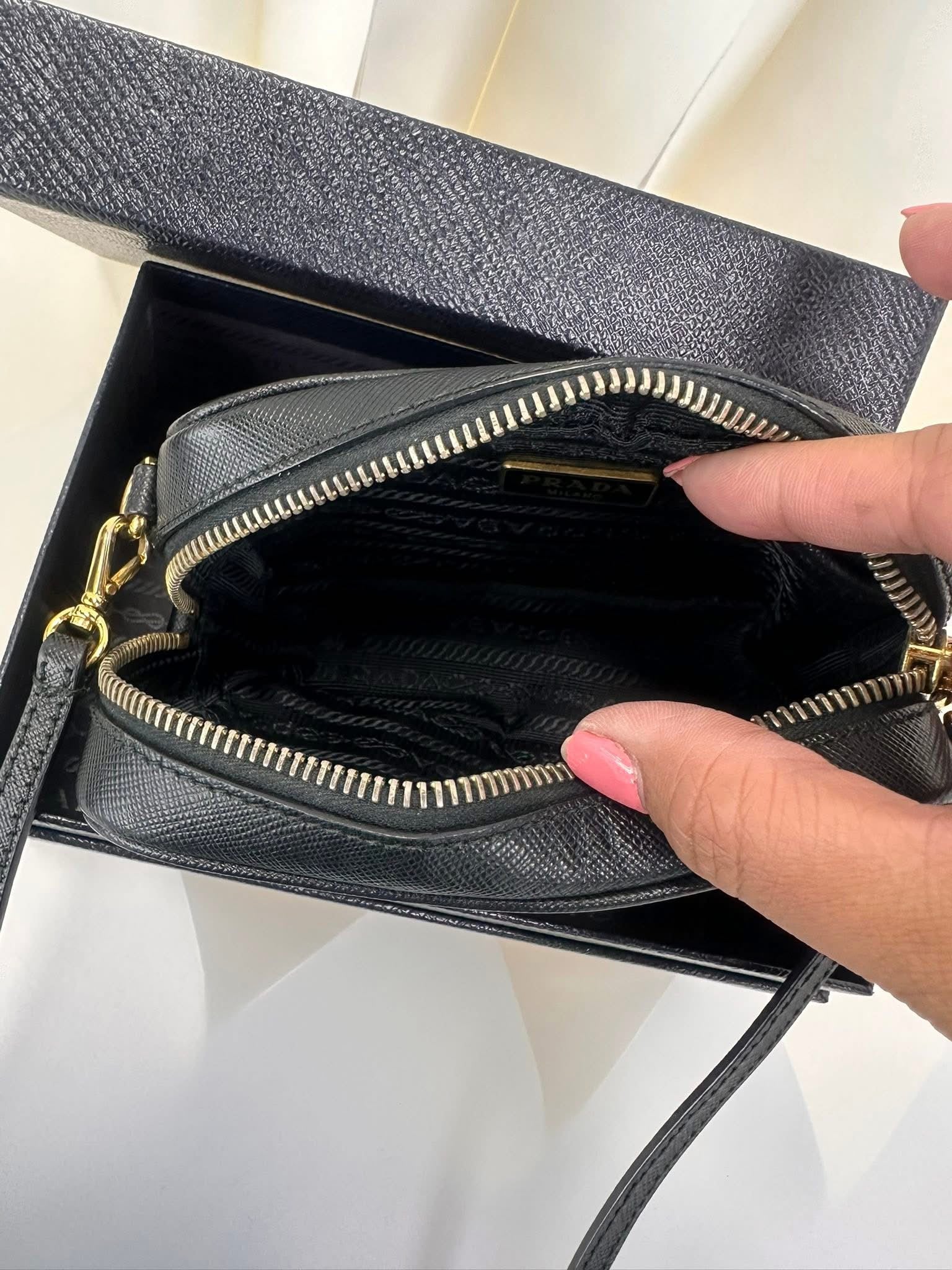 Prada Mini Crossbody Black Gold