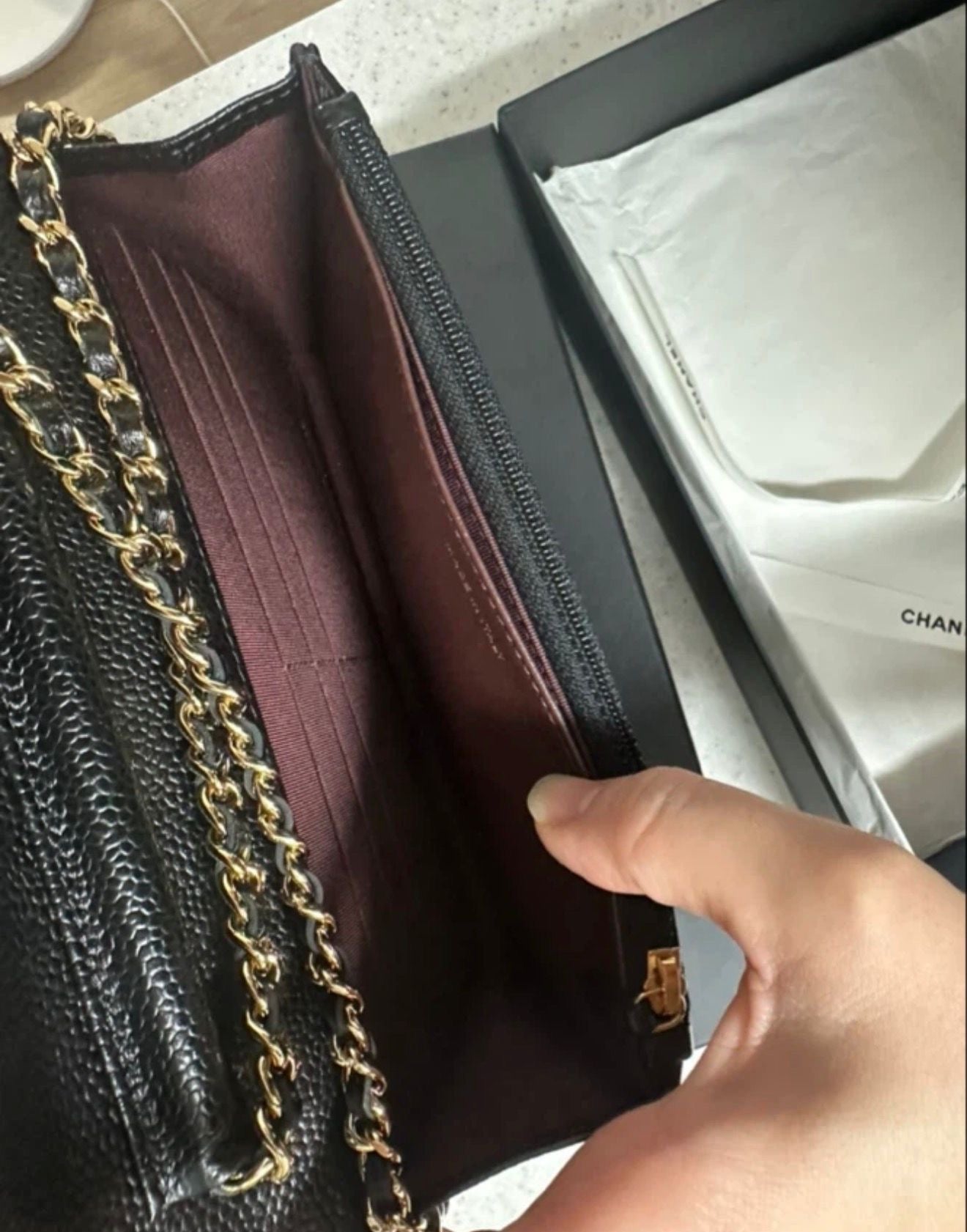 Chanel Wallet on Chain (WOC) Black Caviar GHW