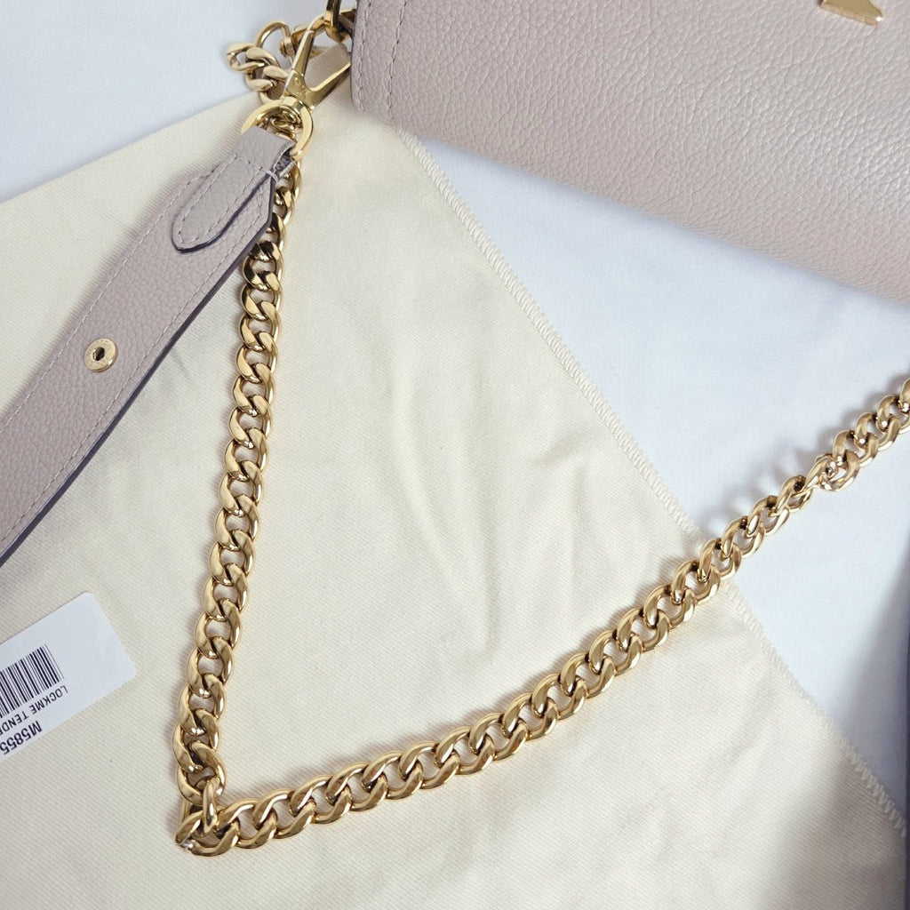 Louis Vuitton Lockme Tender Greige Leather Bag – Gold Hardware
