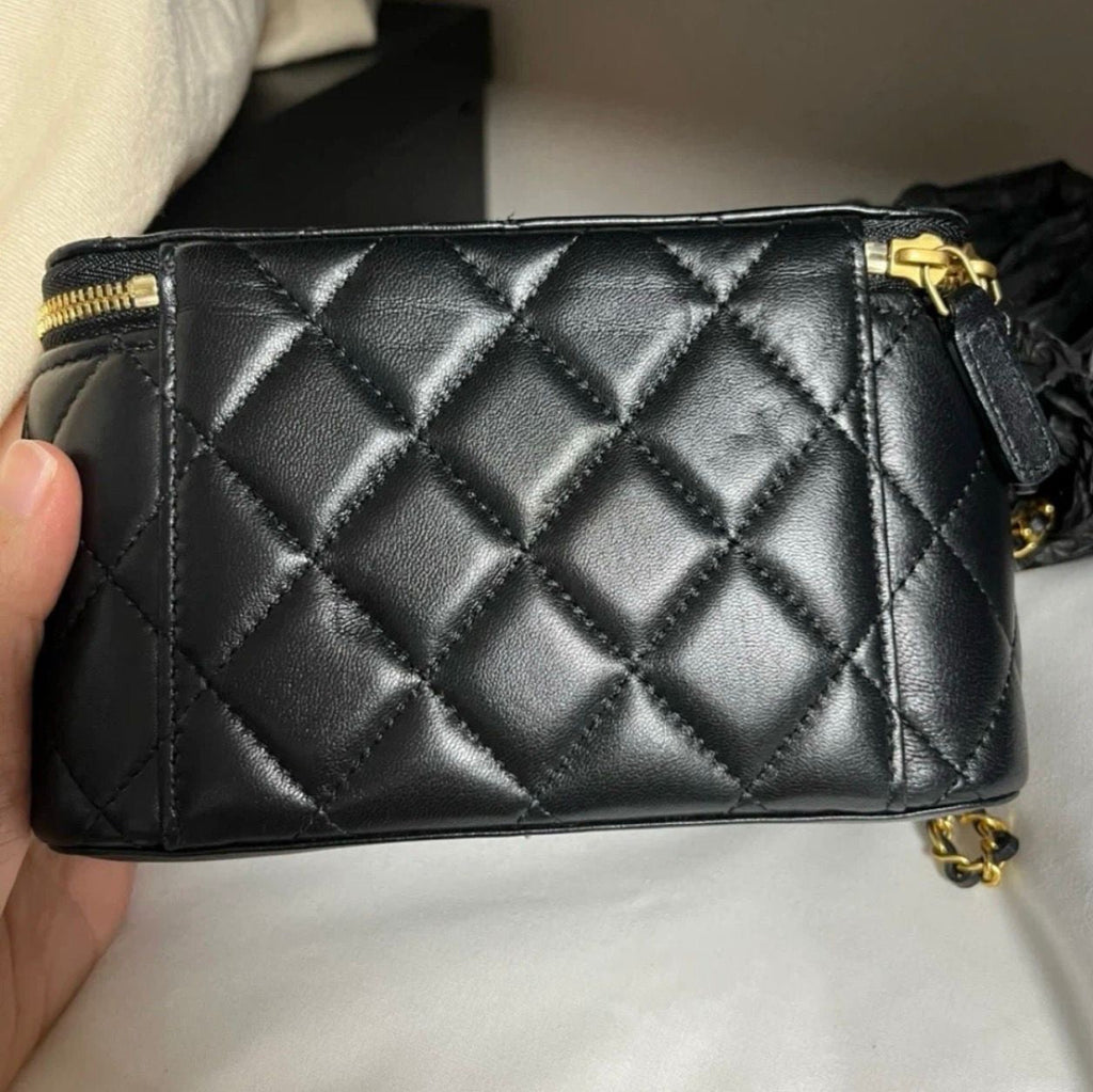 Chanel Vanity Case Mini Bag – Black Quilted Leather Gold Hardware