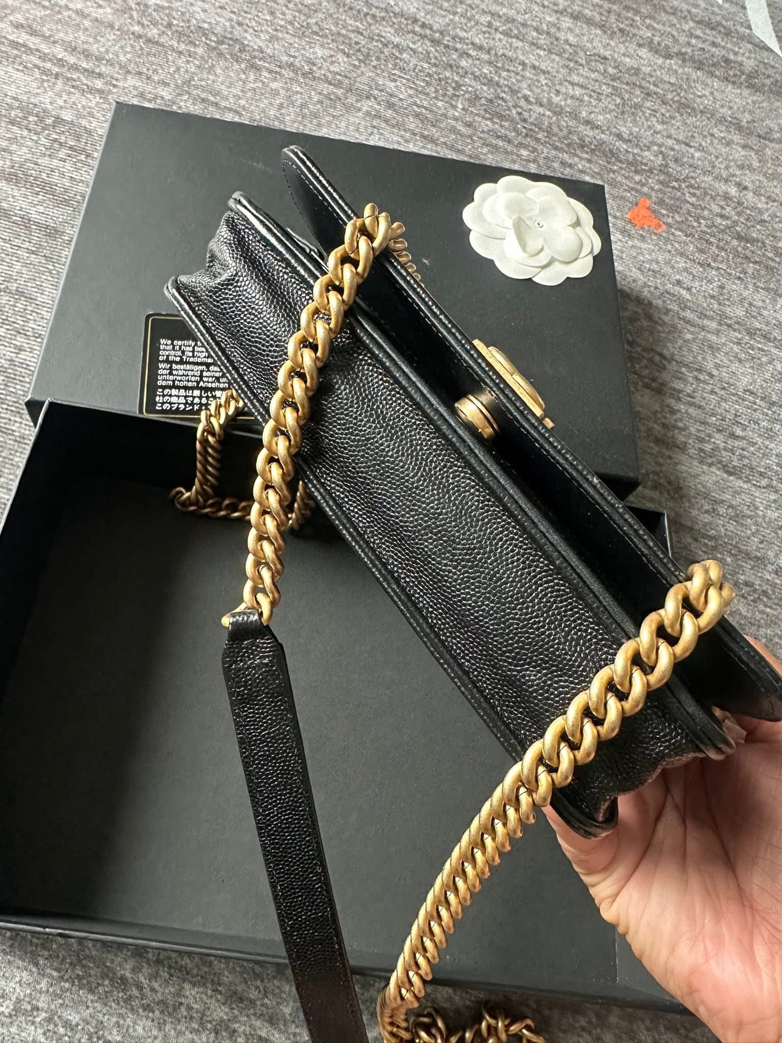 Chanel Boy Wallet on Chain Caviar Gold