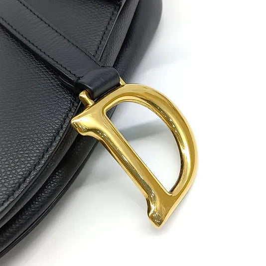 Christian Dior Saddle Bag – Black Leather, Gold-Tone Hardware
