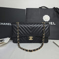 Chanel Classic Medium Caviar Black Gold