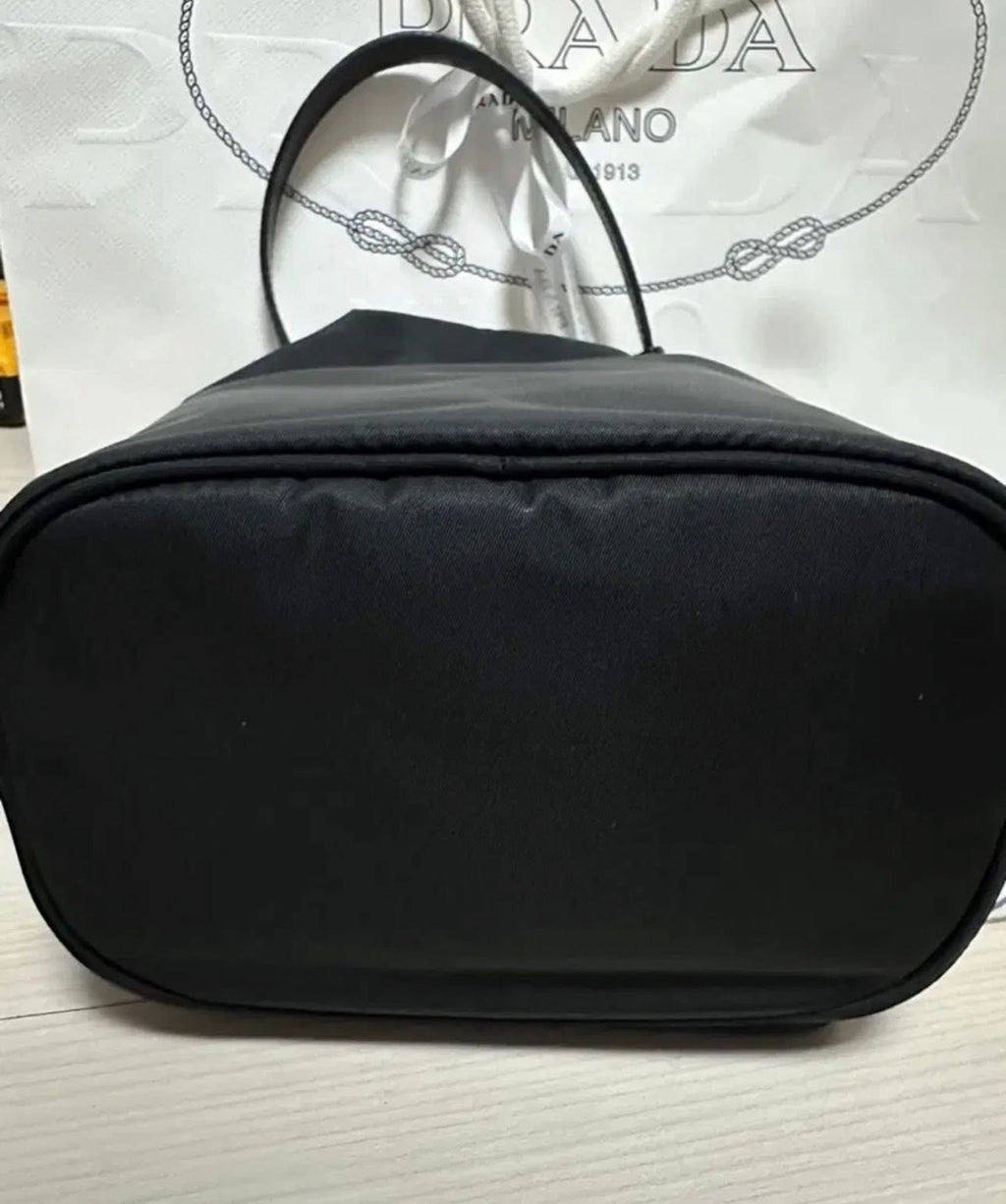 Prada Nylon Bucket Bag – Black Nylon – Gold Hardware