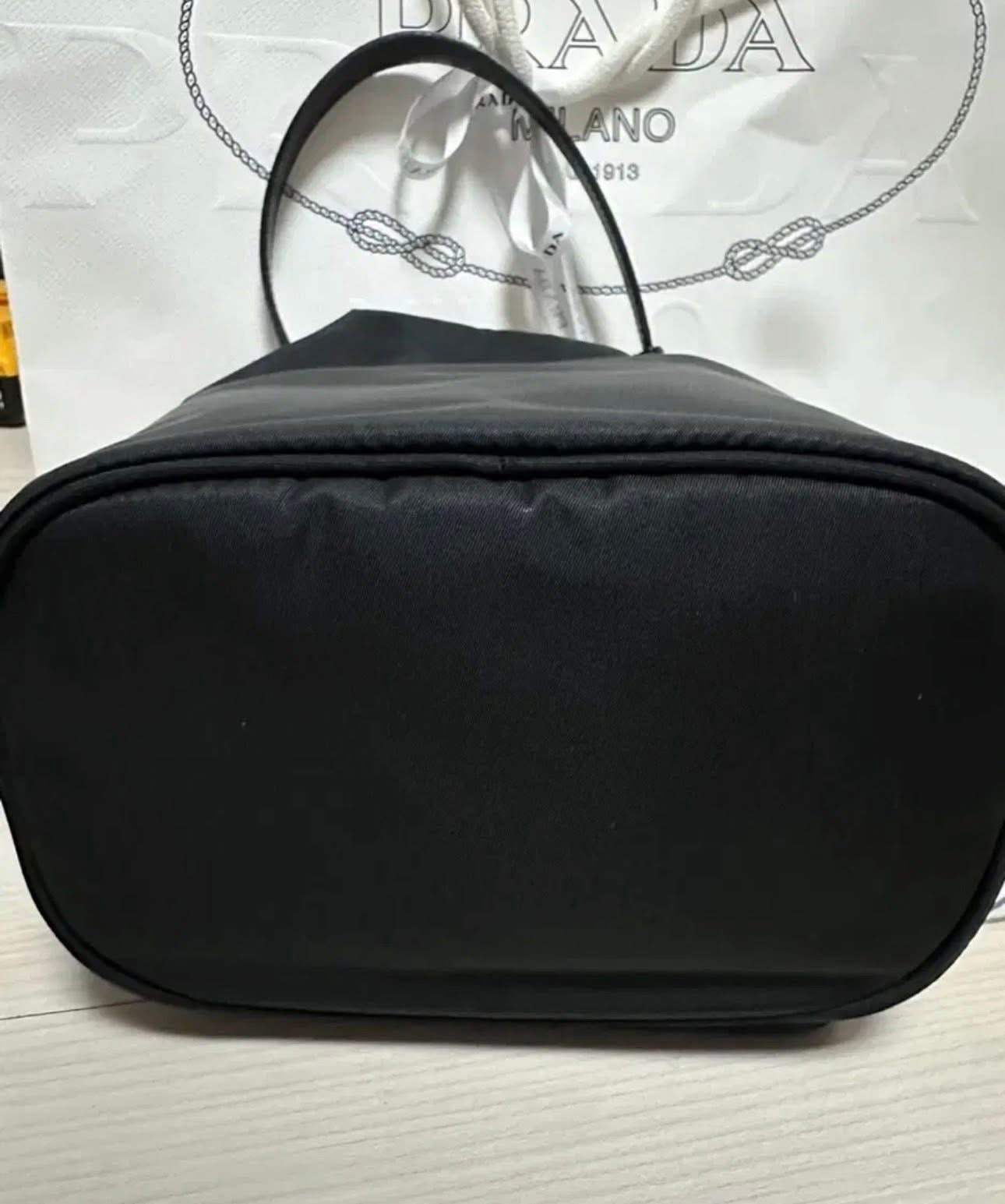 Prada Nylon Bucket Bag – Black Nylon – Gold Hardware
