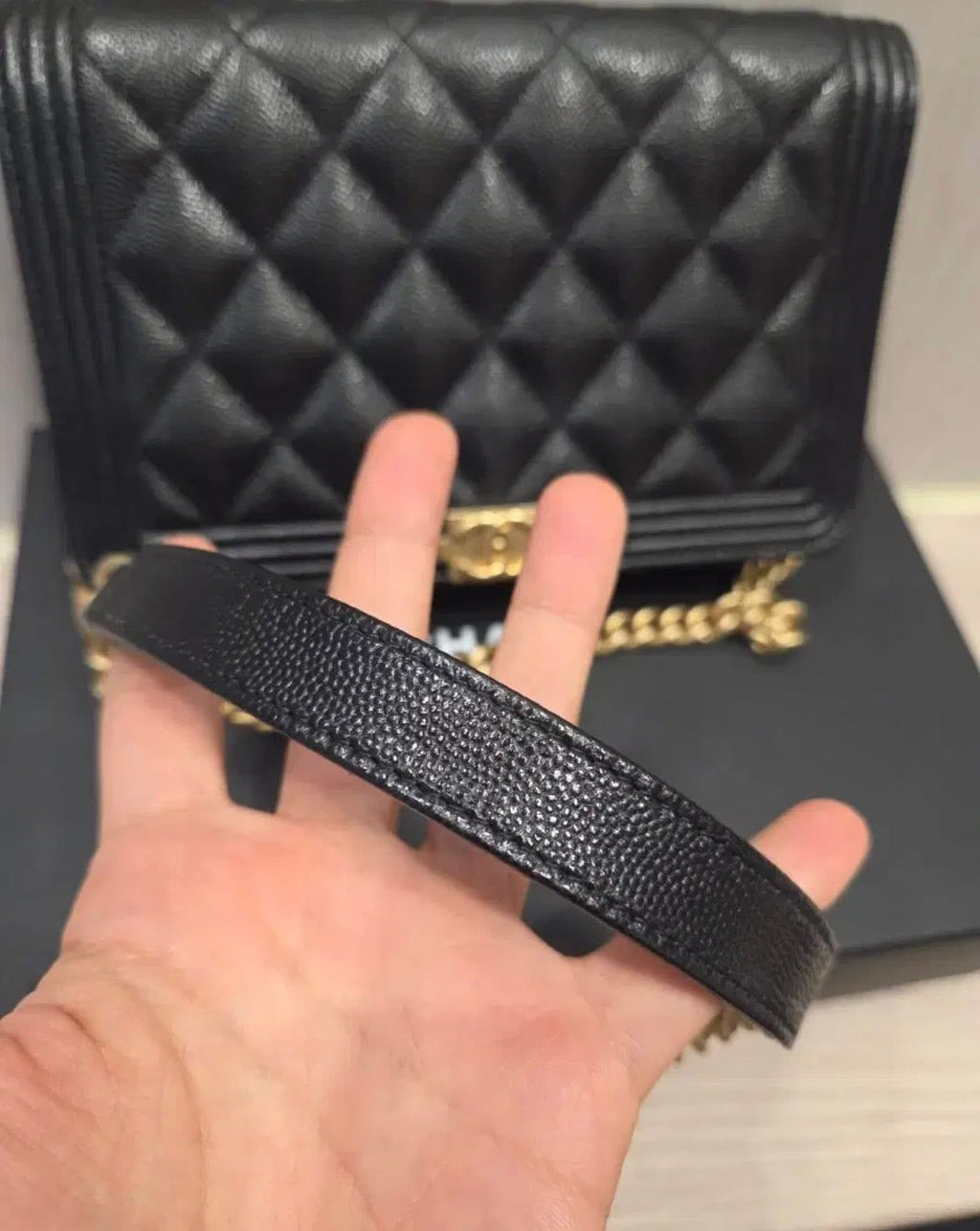 Chanel Le Boy WOC – Black Quilted Caviar Leather with Gold Hardware