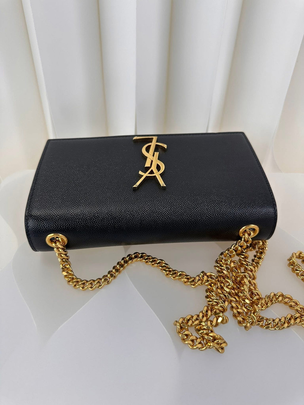 Saint Laurent YSL Small Chain Wallet Black Gold