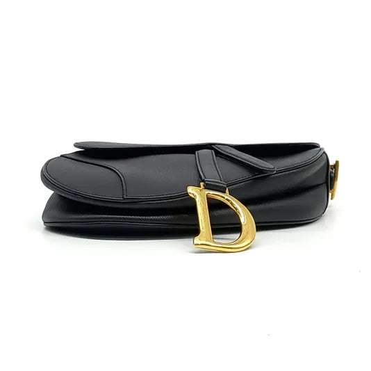 Christian Dior Saddle Bag – Black Leather, Gold-Tone Hardware