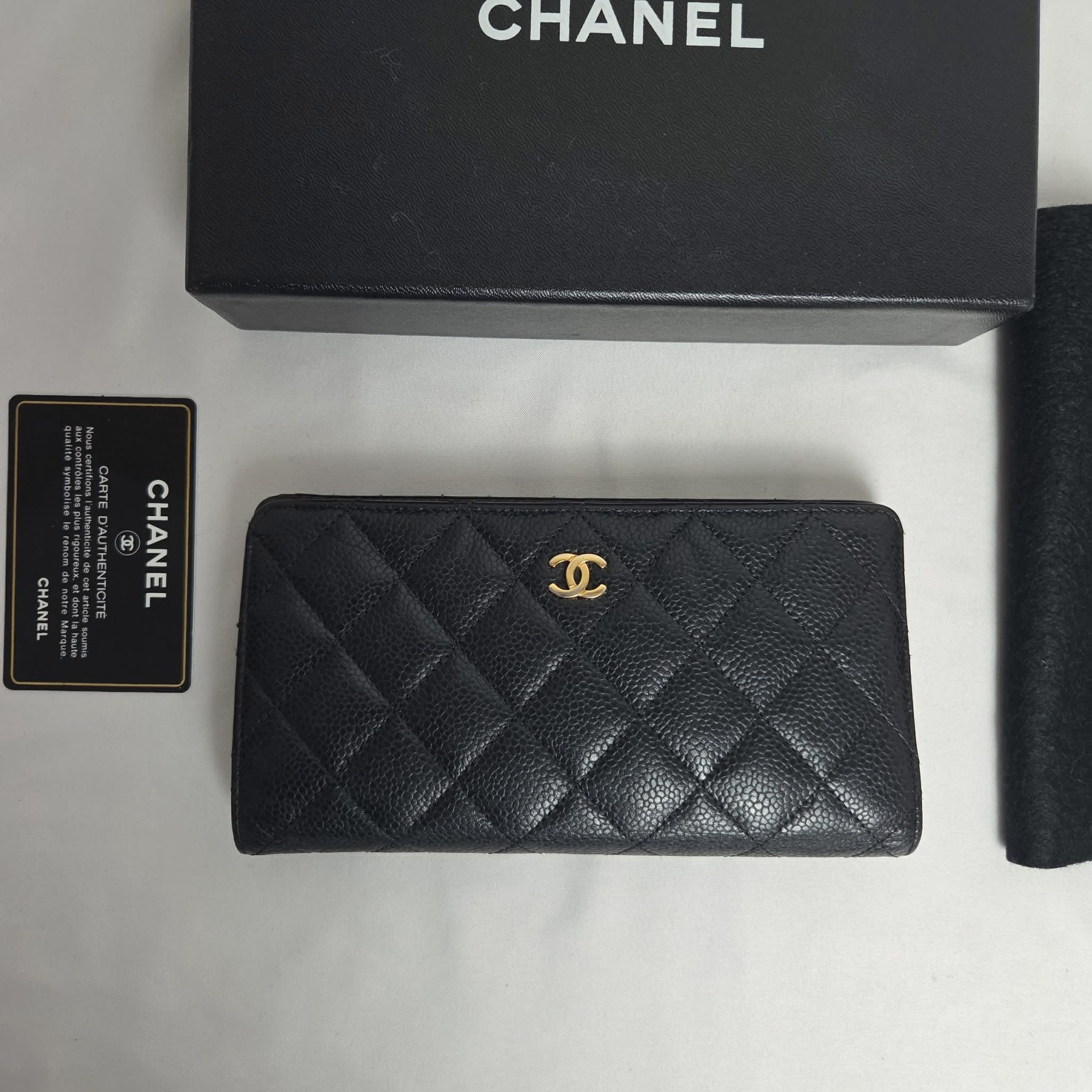 Chanel Classic Long Wallet Black Caviar Leather GHW Series 18
