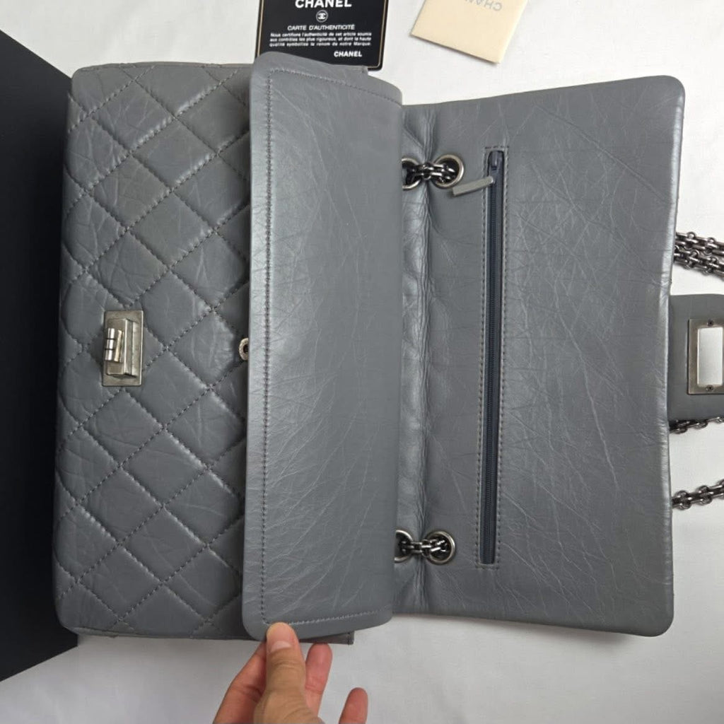 Chanel 2.55 Reissue Large Calfskin Charcoal Grey Series 14