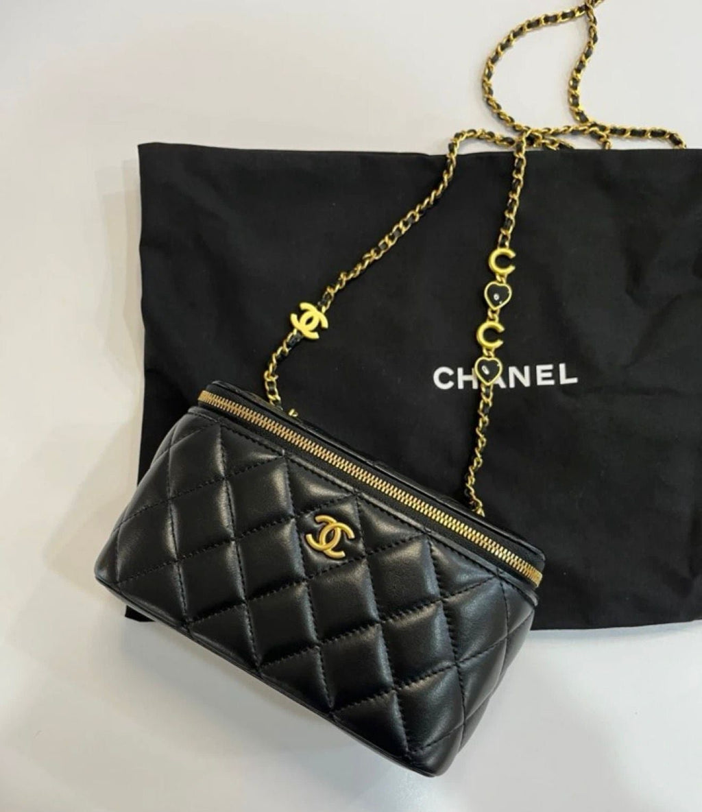 Chanel Vanity Case Mini Bag – Black Quilted Leather Gold Hardware