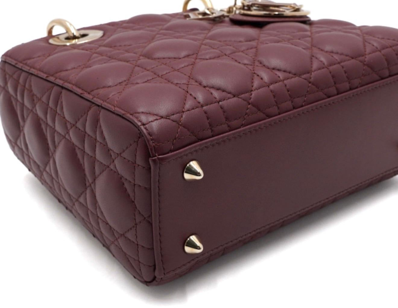 Lady Dior Small Burgundy Cannage Bag – Elegant Statement Piece