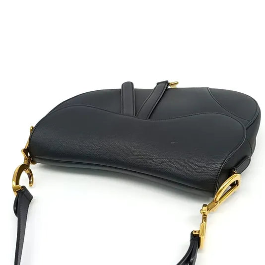 Christian Dior Saddle Bag – Black Leather, Gold-Tone Hardware