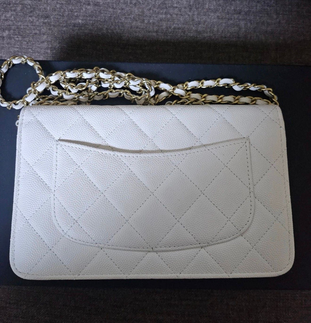 Chanel Wallet on Chain (WOC) – White Caviar Leather Gold Hardware