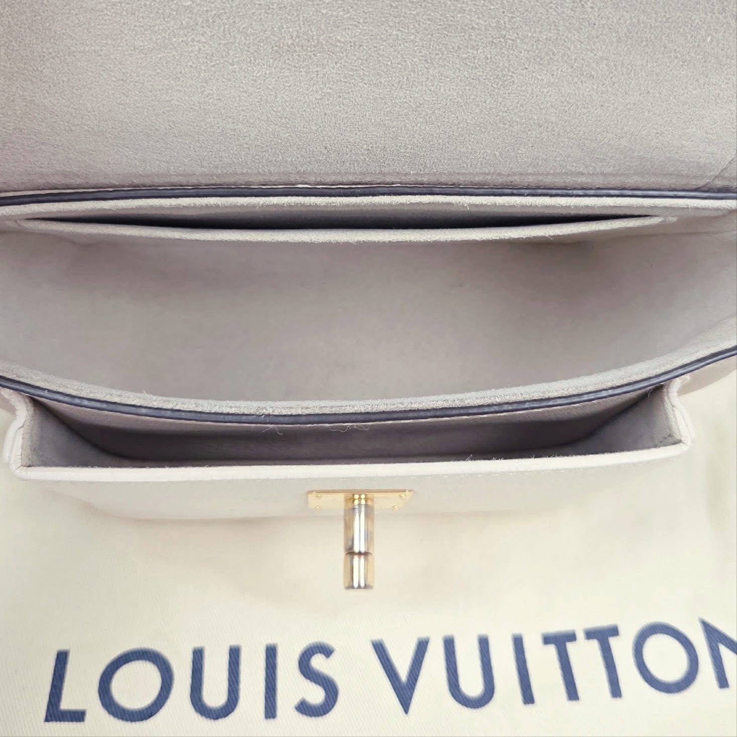 Louis Vuitton Lockme Tender Greige Leather Bag – Gold Hardware