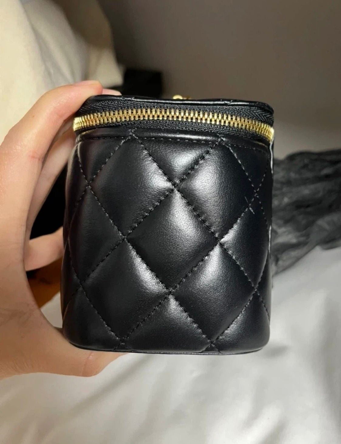 Chanel Vanity Case Mini Bag – Black Quilted Leather Gold Hardware