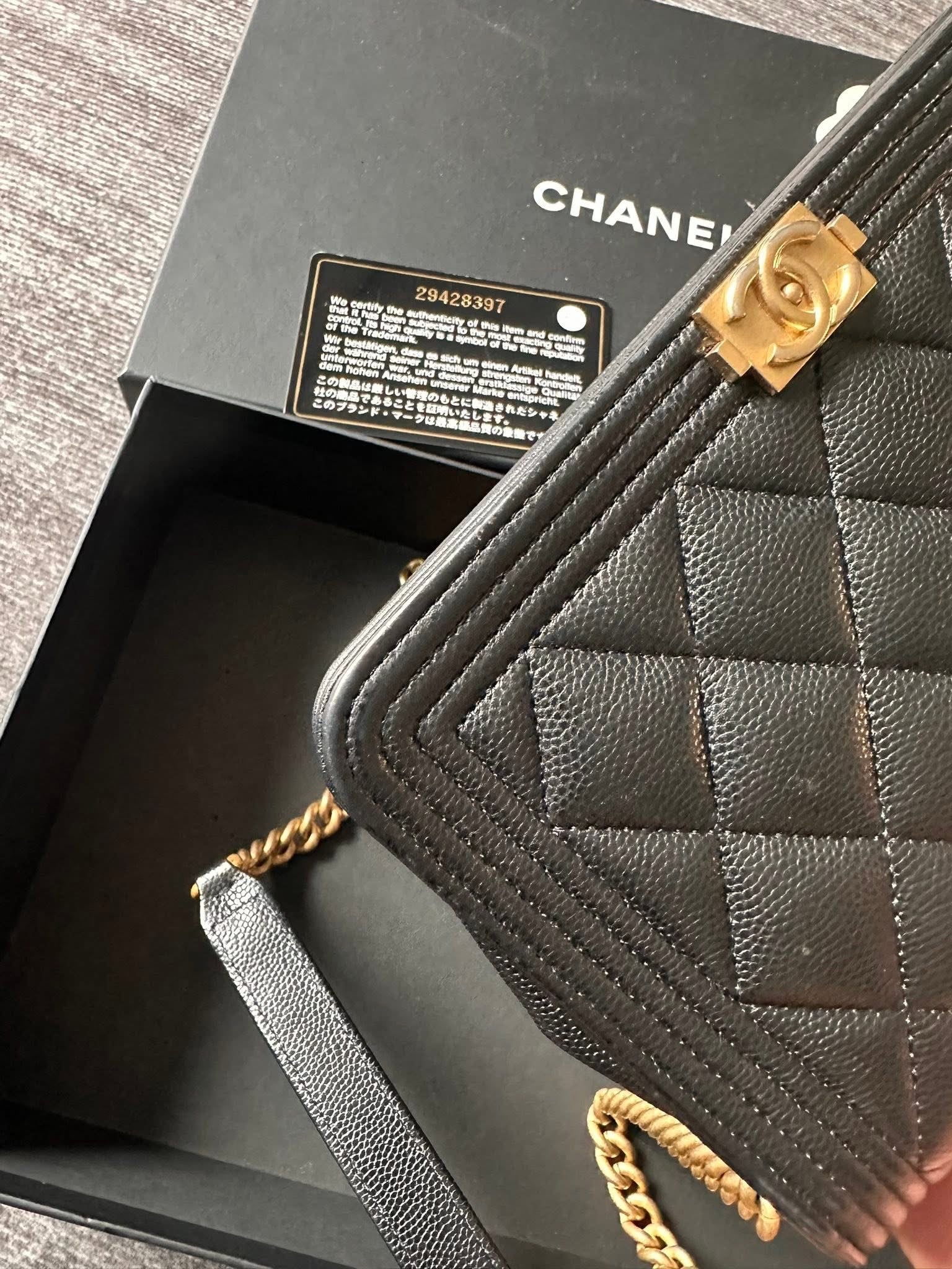 Chanel Boy Wallet on Chain Caviar Gold