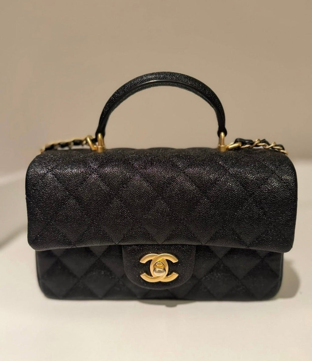 Chanel New Mini Top Handle Black Caviar