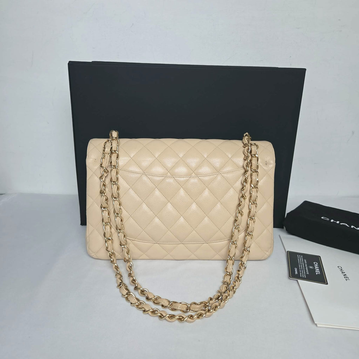 Chanel Classic Flap Jumbo Caviar – Beige