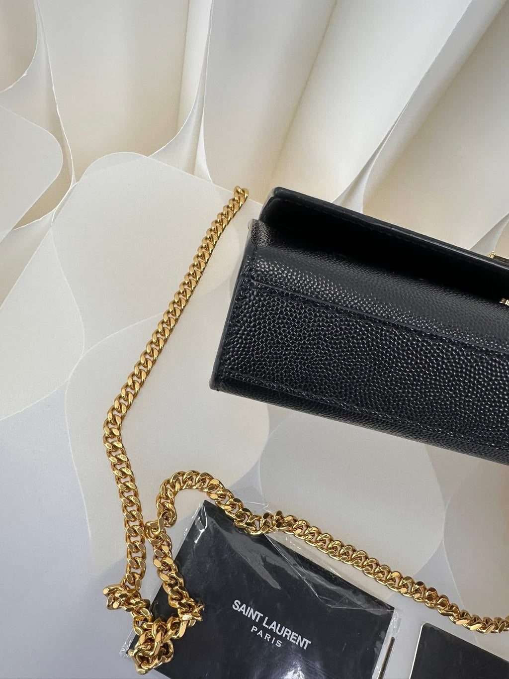 Saint Laurent YSL Small Chain Wallet Black Gold