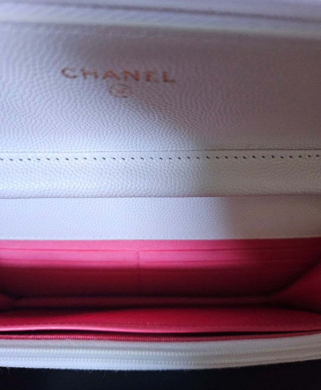 Chanel Wallet on Chain (WOC) – White Caviar Leather Gold Hardware