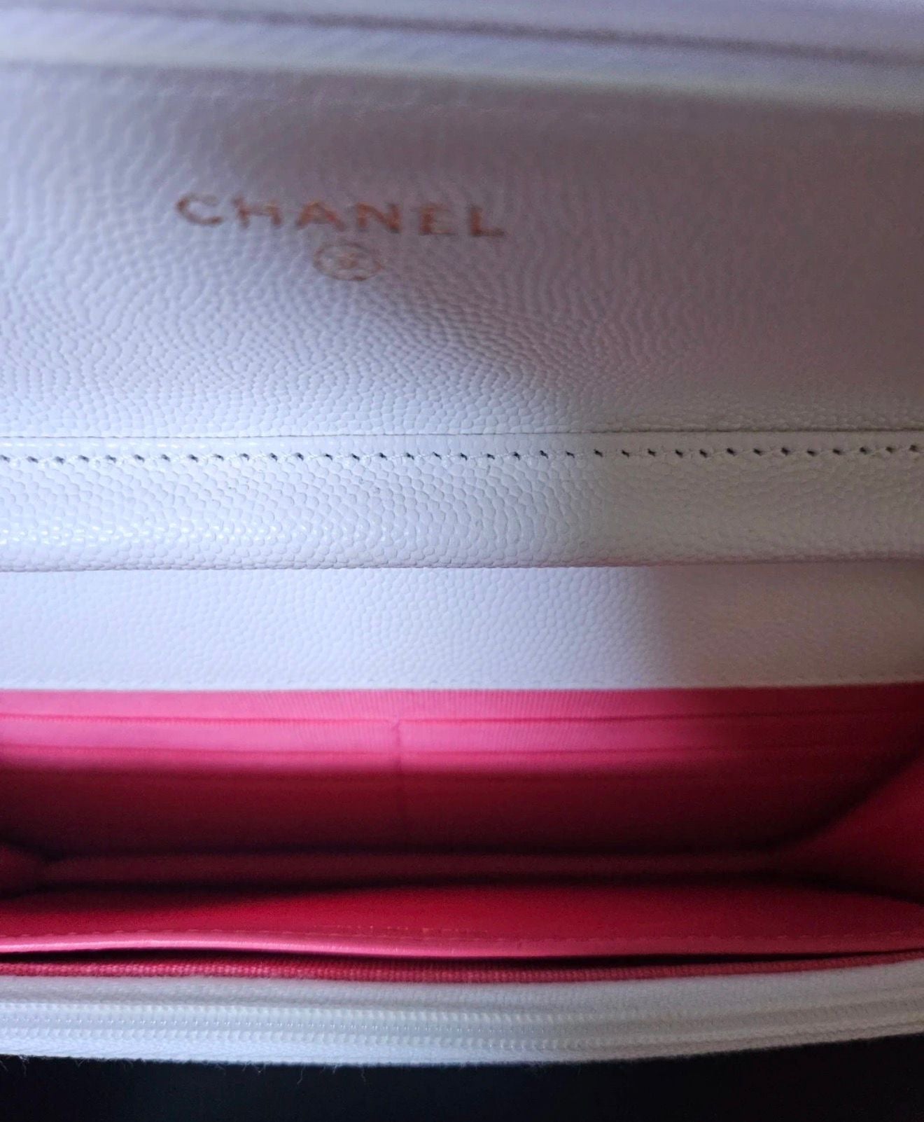 Chanel Wallet on Chain (WOC) – White Caviar Leather Gold Hardware