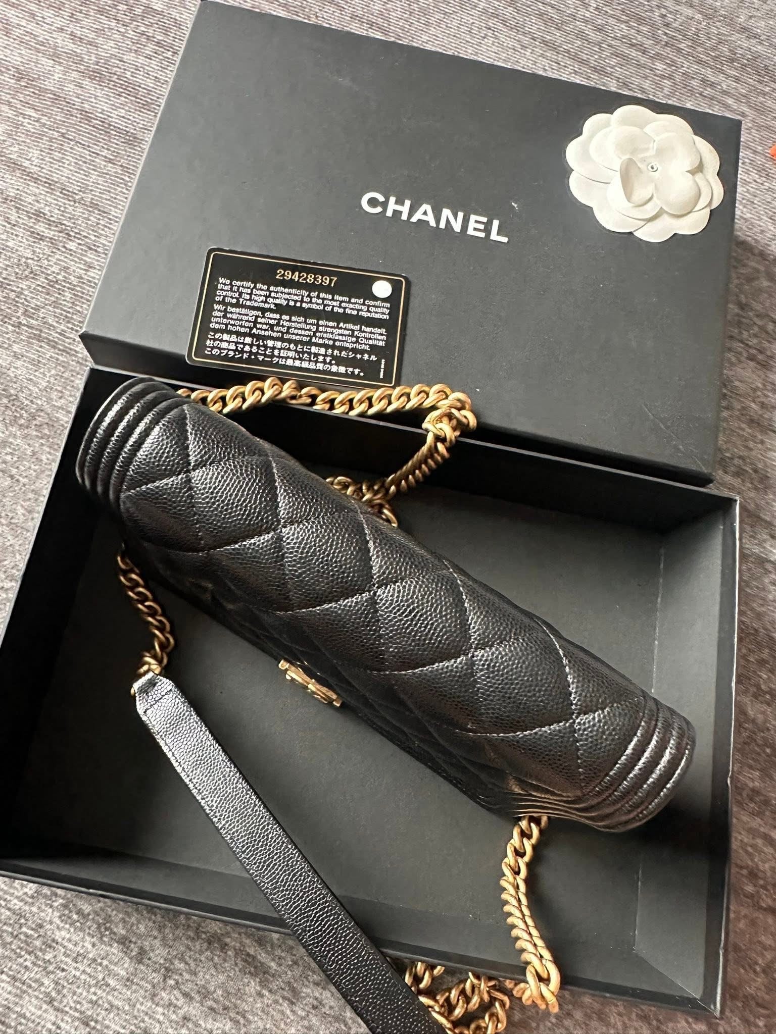 Chanel Boy Wallet on Chain Caviar Gold