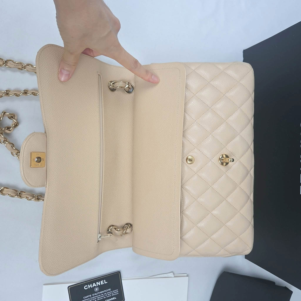 Chanel Classic Flap Jumbo Caviar – Beige